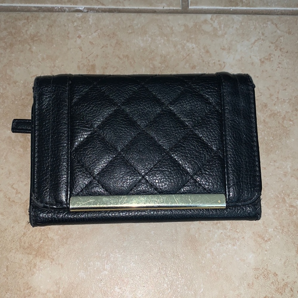 Black Leather Quilted Wallet